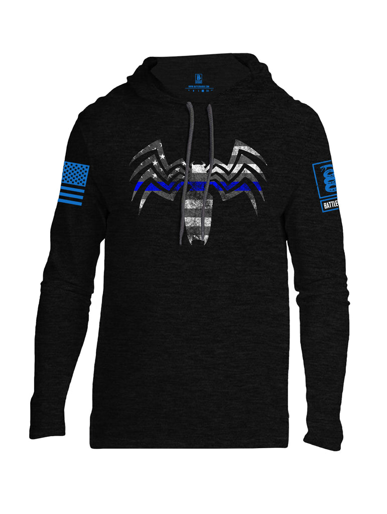 Battleraddle Venomize Flag Blue Line Blue Sleeve Print Mens Thin Cotton Lightweight Hoodie