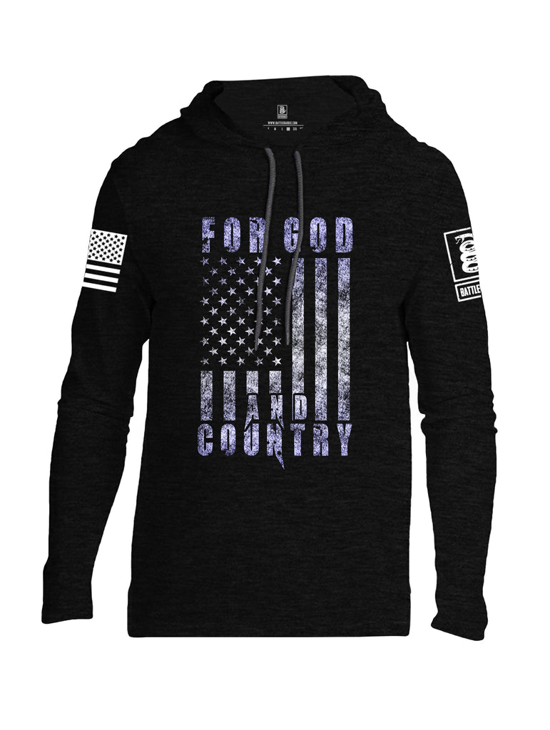 Battleraddle For God And Country White Sleeve Print Mens Thin Cotton Lightweight Hoodie