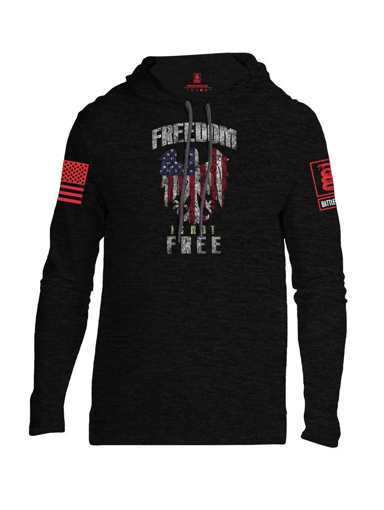 Battleraddle Freedom Is Not Free Red Sleeve Print Mens Thin Cotton Lightweight Hoodie