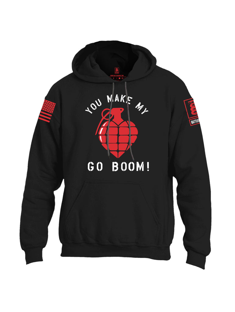 Battleraddle You Make My Heart Go Boom Red Sleeve Print Mens Blended Hoodie With Pockets