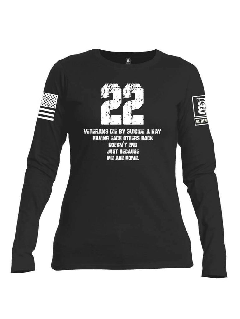 Battleraddle 22 Veterans Die By Suicide A Day White Sleeve Print Womens Cotton Long Sleeve Crew Neck T Shirt shirt|custom|veterans|Women-Long Sleeves Crewneck Shirt