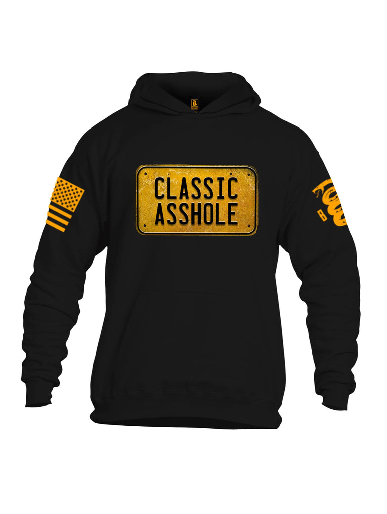 Battleraddle Classic Asshole Yellow Sleeve Print Mens Cotton Pullover Hoodie With Pockets - Battleraddle® LLC