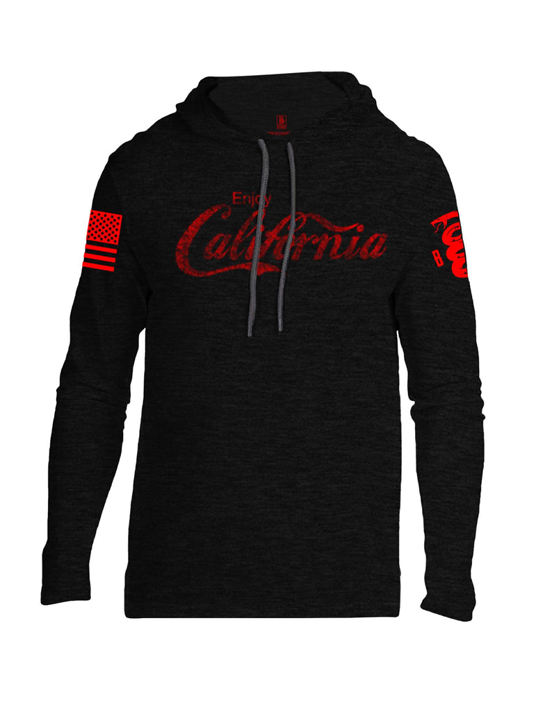 Battleraddle Enjoy California Red Sleeve Print Mens Thin Cotton Lightweight Hoodie