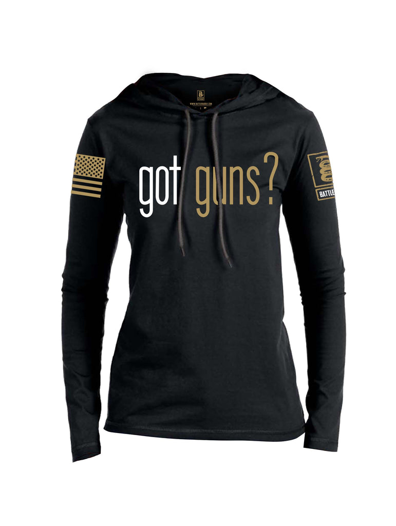 Battleraddle Got Guns? Brass Sleeve Print Womens Thin Cotton Lightweight Hoodie