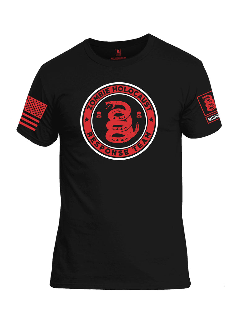 Battleraddle Zombie Holocaust Response Team V1 Red Sleeve Print Mens Cotton Crew Neck T Shirt