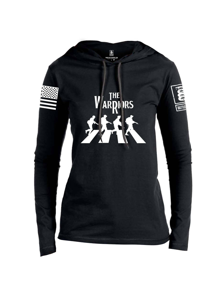 Battleraddle The Warriors White Sleeve Print Womens Thin Cotton Lightweight Hoodie shirt|custom|veterans|Apparel-Womens Hoodie-Cotton