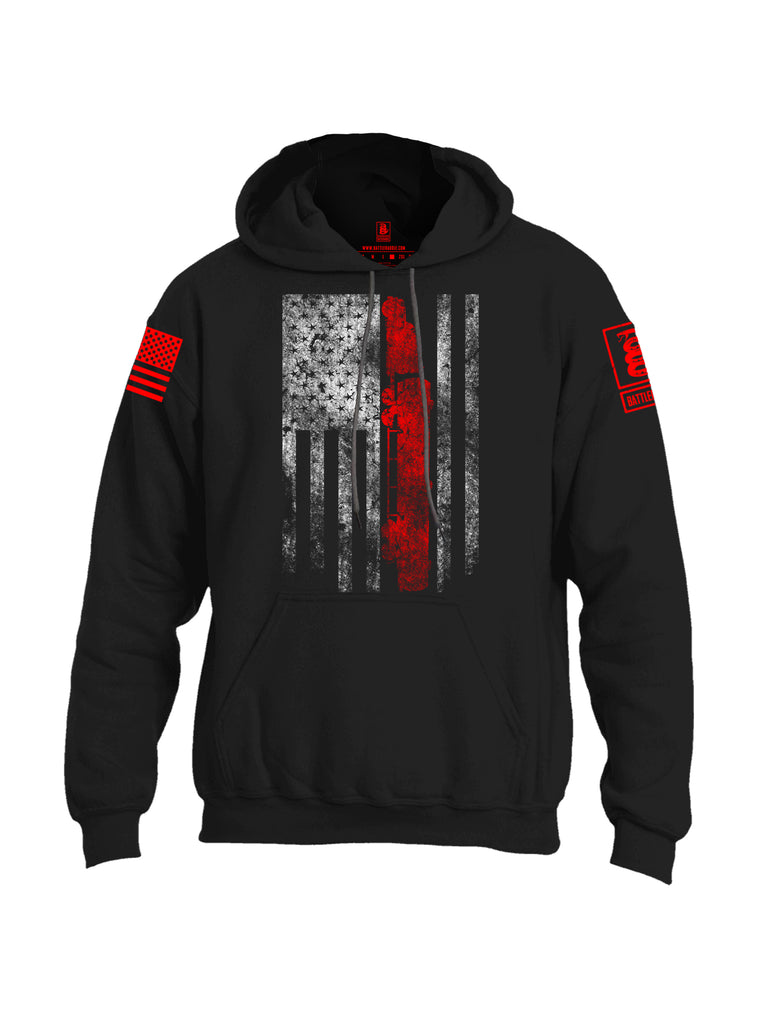 Battleraddle Truck Driver Flag V2 Red Sleeve Print Mens Blended Hoodie With Pockets