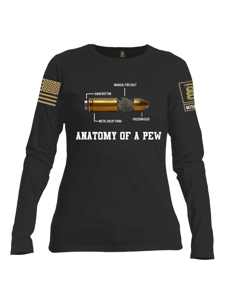 Battleraddle Anatomy Of A PEW Brass Sleeve Print Womens Cotton Long Sleeve Crew Neck T Shirt shirt|custom|veterans|Women-Long Sleeves Crewneck Shirt