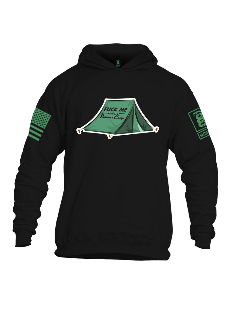 Battleraddle Fuck Me Like Its Summer Camp Light Green Sleeve Print Mens Cotton Pullover Hoodie With Pockets