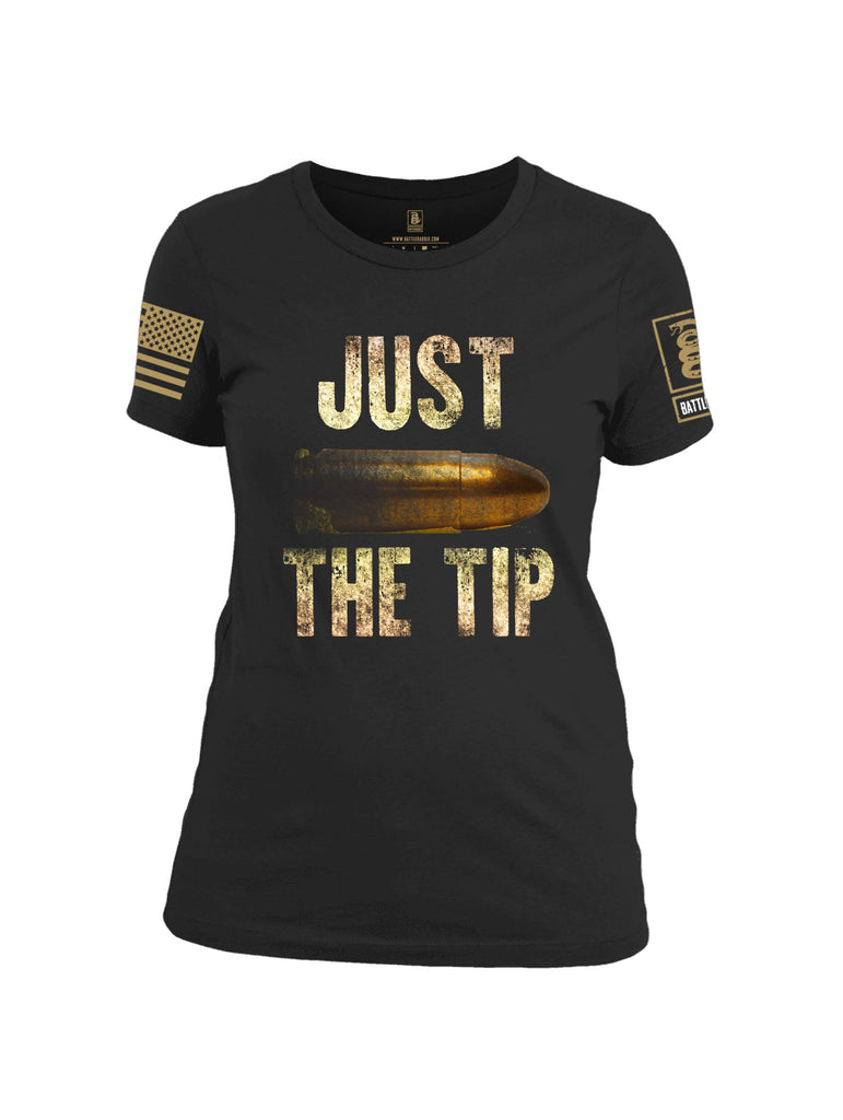 Battleraddle Just The Tip Big Bullet Brass Sleeve Print Womens Cotton Crew Neck T Shirt