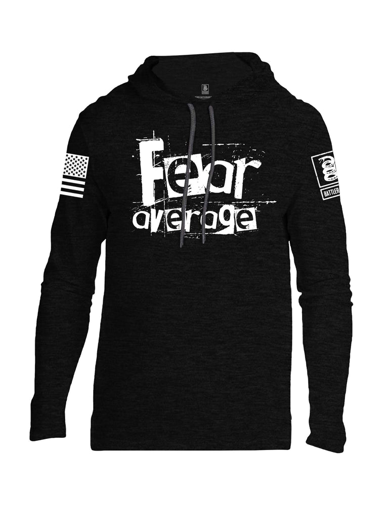 Battleraddle Fear Average White Sleeve Print Mens Thin Cotton Lightweight Hoodie