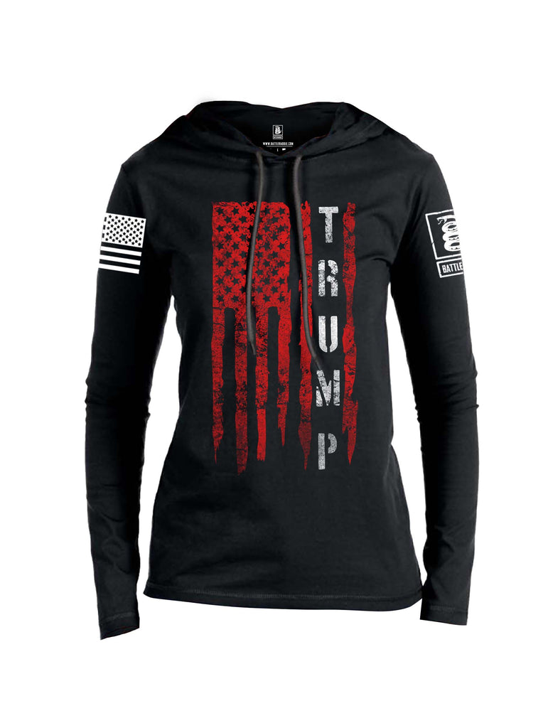 Battleraddle Flag Trump White Sleeve Print Womens Thin Cotton Lightweight Hoodie