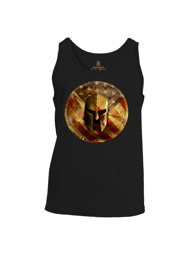 Battleraddle Spartan Helm Gold Mens Cotton Tank Top