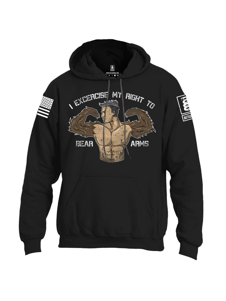 Battleraddle I Exercise My Right To Bear Arms White Sleeve Print Mens Blended Hoodie With Pockets