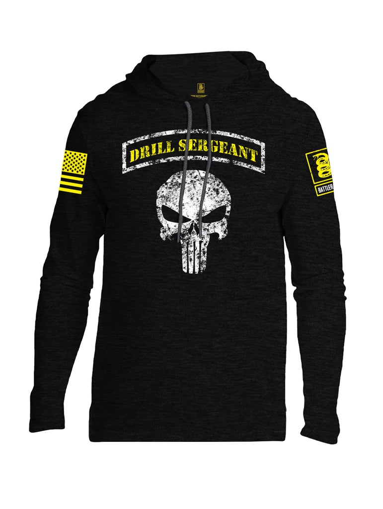 Battleraddle Drill Sergeant Expounder Yellow Sleeve Print Mens Thin Cotton Lightweight Hoodie