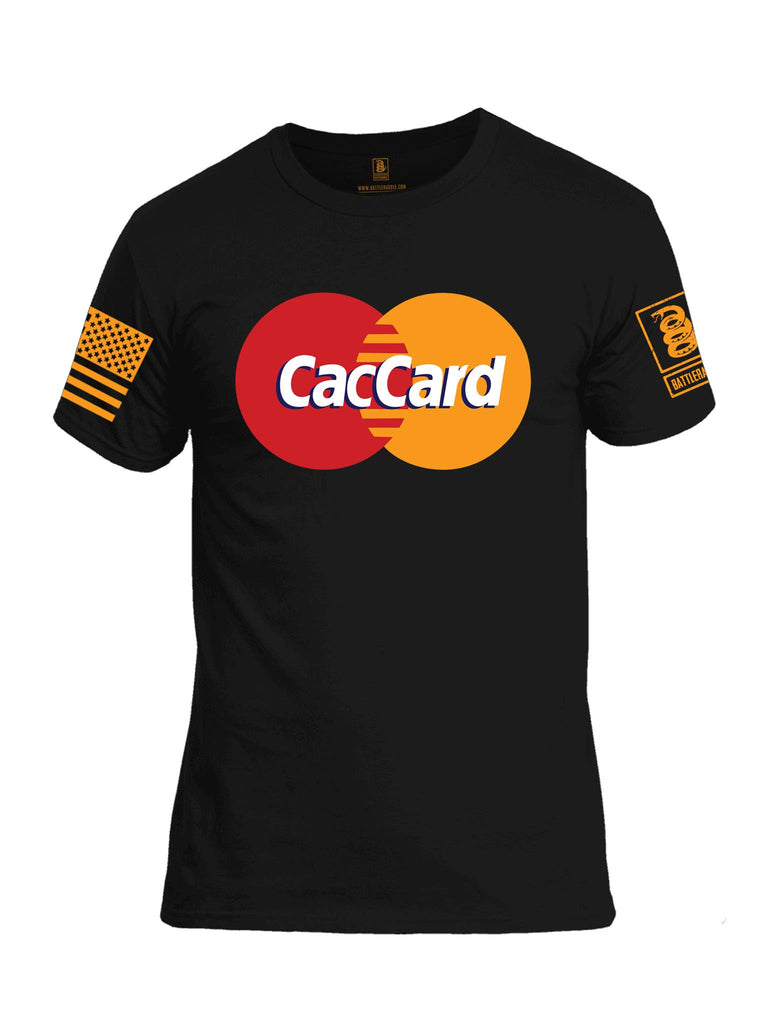 Battleraddle CacCard Orange Sleeve Print Mens Cotton Crew Neck T Shirt - Battleraddle® LLC