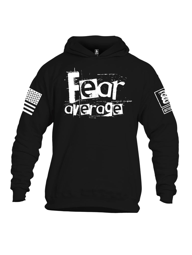 Battleraddle Fear Average White Sleeve Print Mens Cotton Pullover Hoodie With Pockets