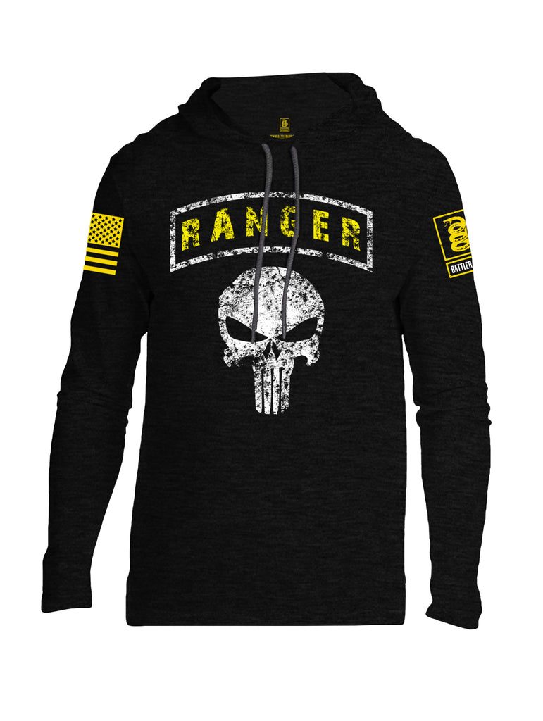 Battleraddle Ranger Punisher Skull Yellow Sleeve Print Mens Thin Cotton Lightweight Hoodie