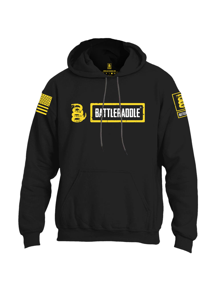 Battleraddle Original Design Logo Yellow Sleeve Print Mens Blended Hoodie With Pockets