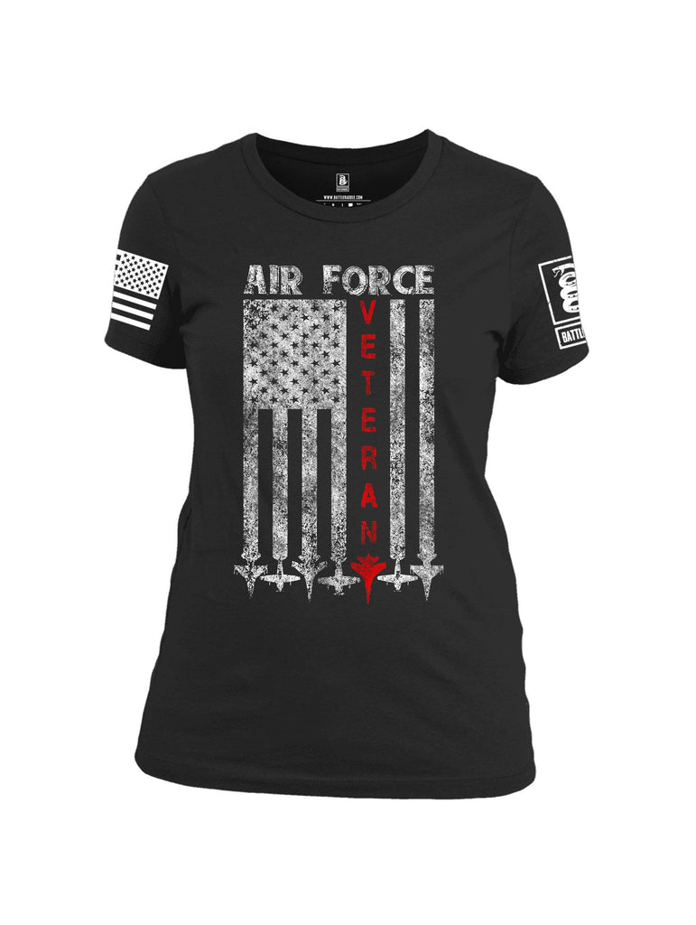 Battleraddle Air Force Veteran White Sleeve Print Womens Cotton Crew Neck T Shirt shirt|custom|veterans|Apparel-Womens T Shirt-cotton