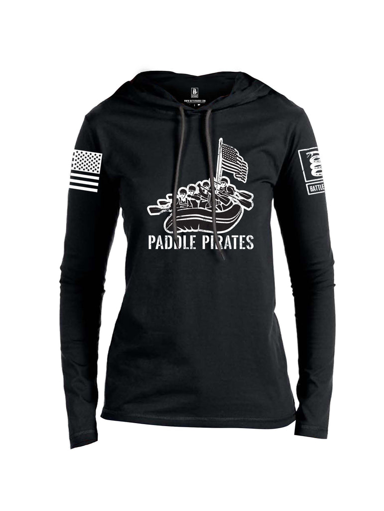 Battleraddle Paddle Pirates White Sleeve Print Womens Thin Cotton Lightweight Hoodie