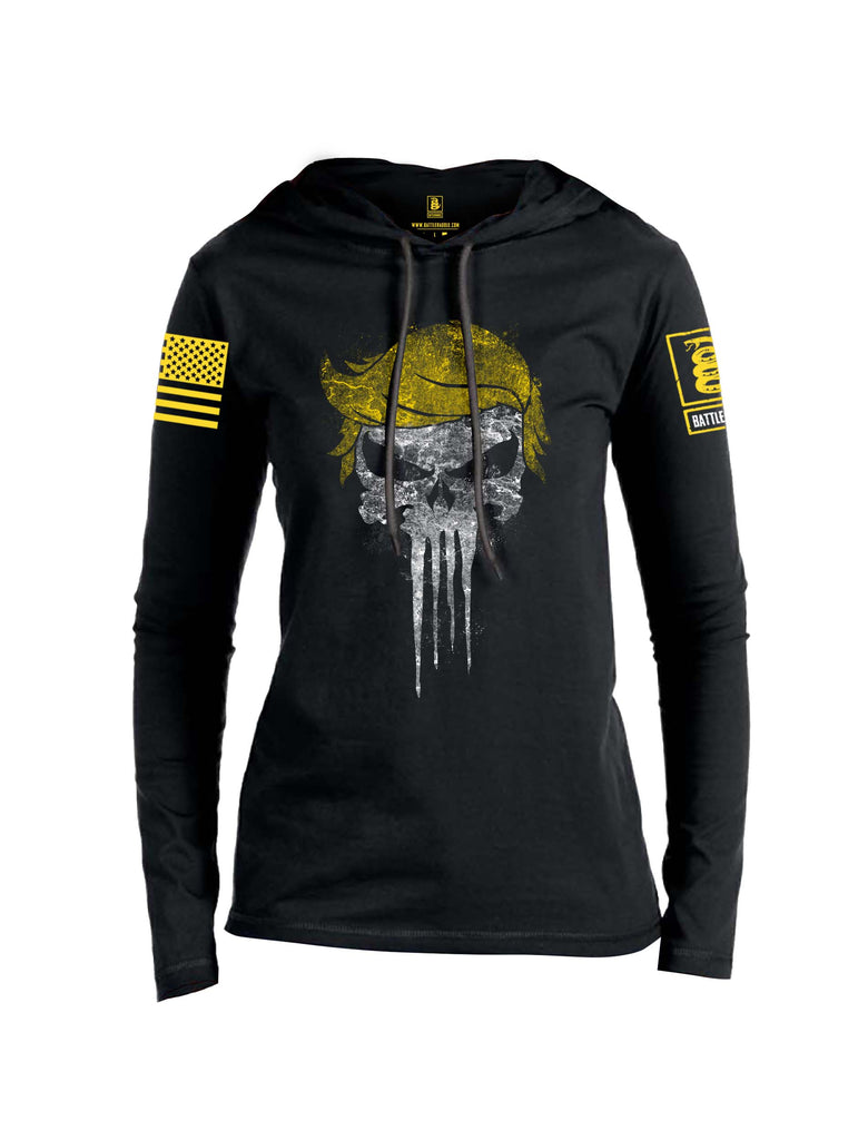 Battleraddle Mr. President Expounder Yellow Sleeve Print Womens Thin Cotton Lightweight Hoodie