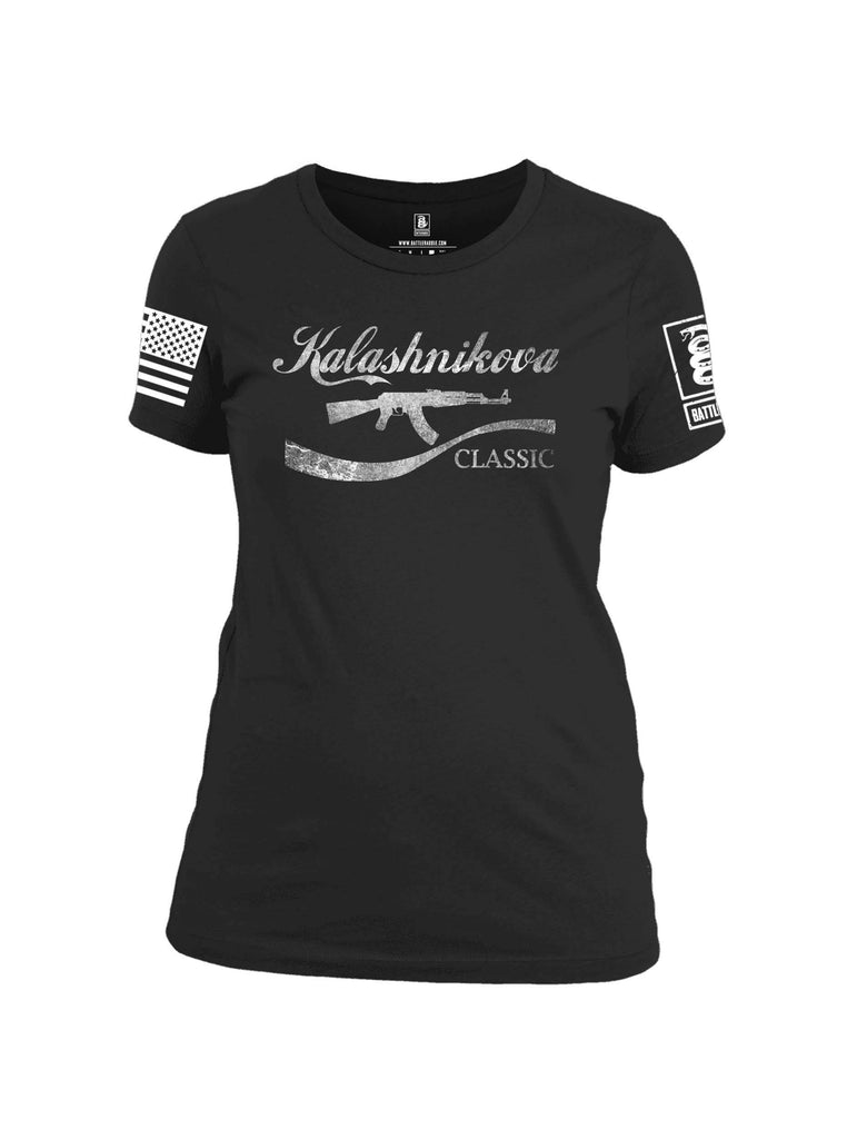 Battleraddle Kalashnikova Rifle Classic White Sleeve Print Womens Cotton Crew Neck T Shirt shirt|custom|veterans|Apparel-Womens T Shirt-cotton