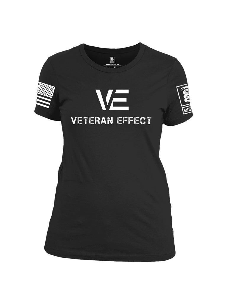 Battleraddle Veteran Effect White Sleeve Print Womens 100% Battlefit Polyester Crew Neck T Shirt