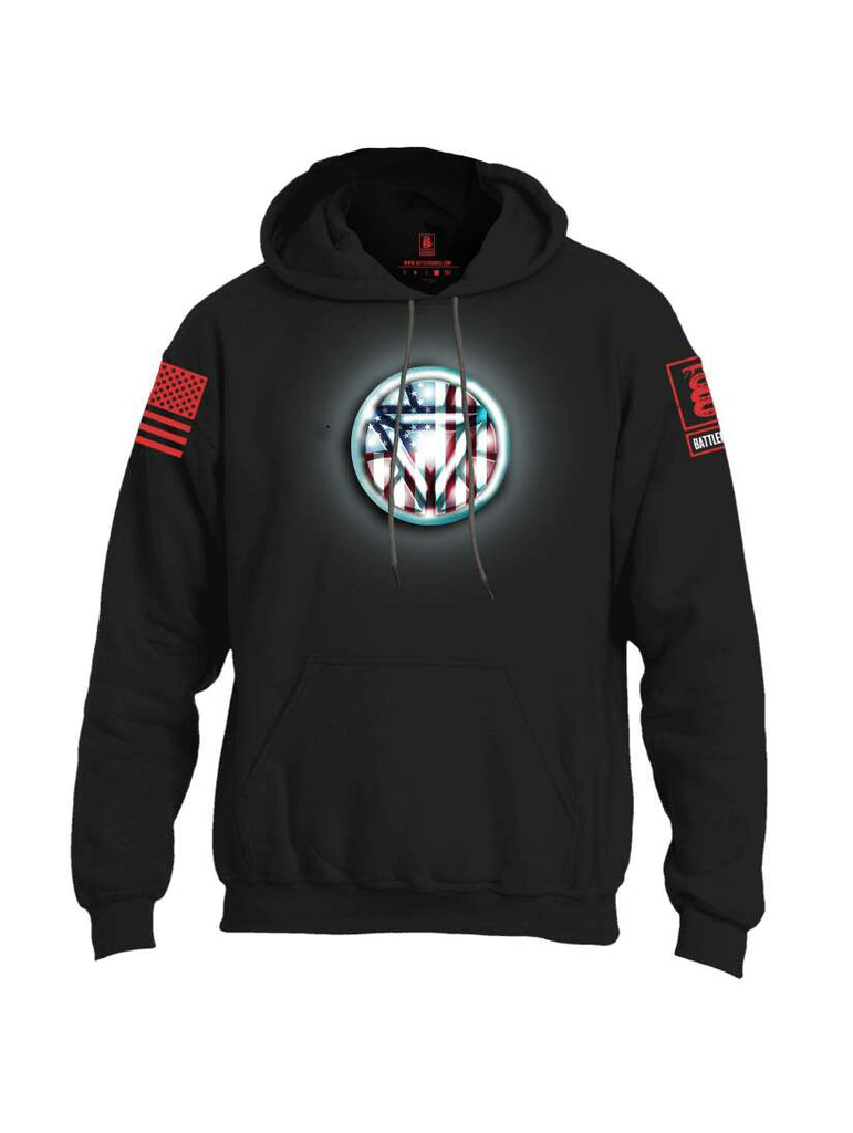 Battleraddle Gigajoule Electromagnet USA Super ARC American Reactor Chest Flag Red Sleeve Print Mens Blended Hoodie With Pockets
