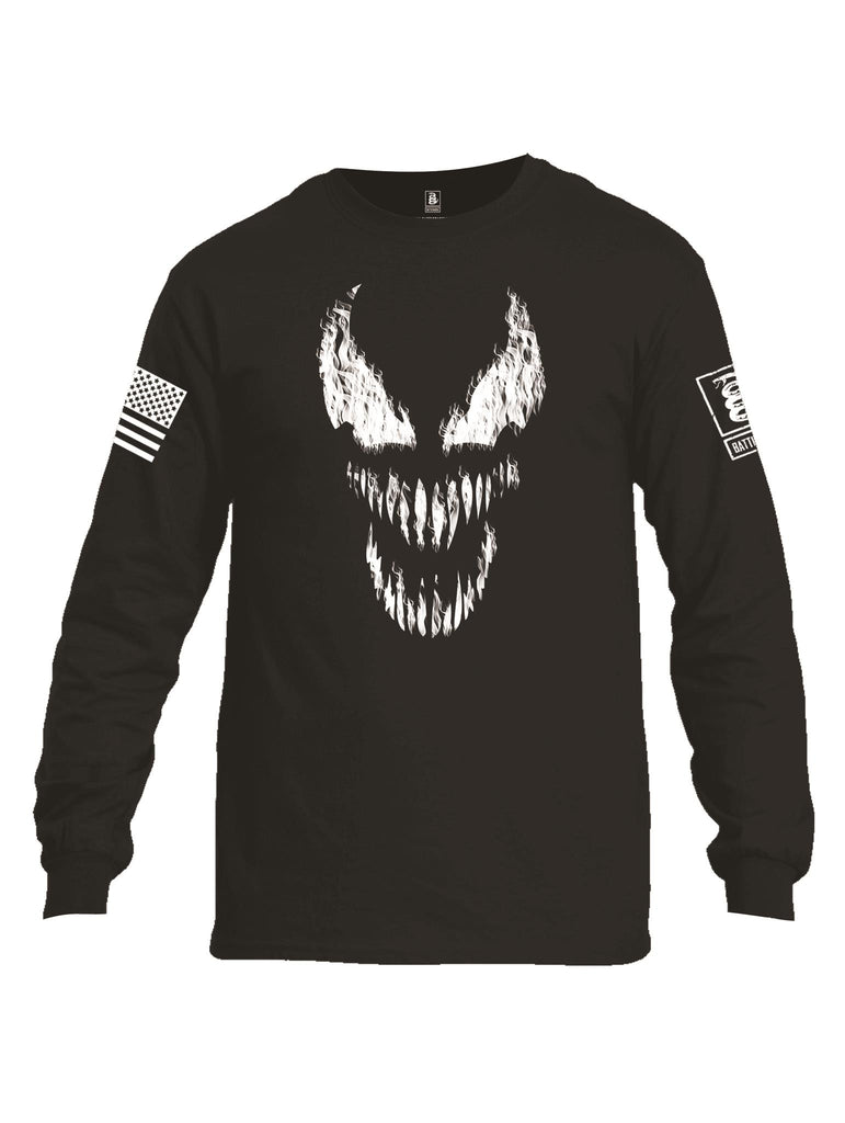 Battleraddle Classic Venom White Sleeve Print Mens Cotton Long Sleeve Crew Neck T Shirt - Battleraddle® LLC