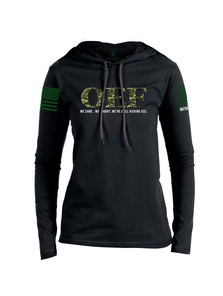 Battleraddle OEF We Came We Fought Were Still Kicking Ass Green Sleeve Print Womens Thin Cotton Lightweight Hoodie shirt|custom|veterans|Apparel-Womens Hoodie-Cotton