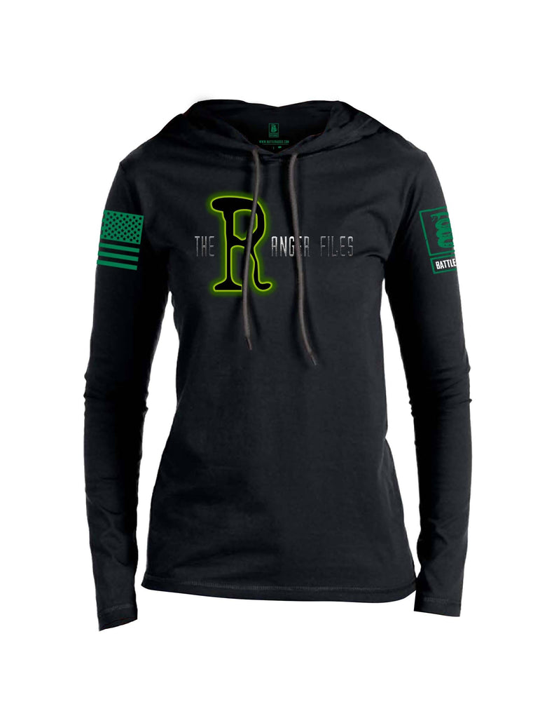 Battleraddle The Ranger Files Green Sleeve Print Womens Thin Cotton Lightweight Hoodie shirt|custom|veterans|Apparel-Womens Hoodie-Cotton