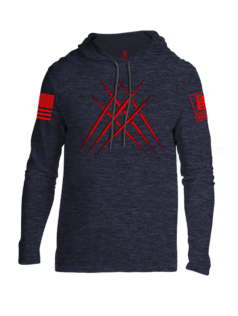 Battleraddle Wolve Adamantium Claws Red Sleeve Print Mens Thin Cotton Lightweight Hoodie