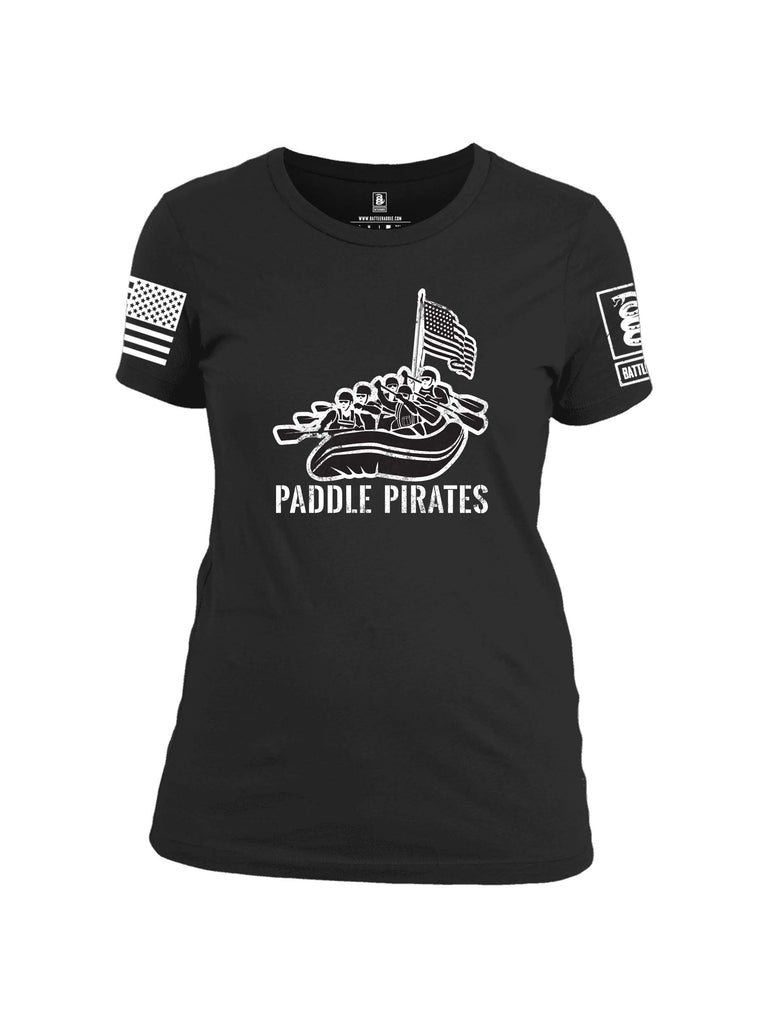 Battleraddle Paddle Pirates White Sleeve Print Womens Cotton Crew Neck T Shirt