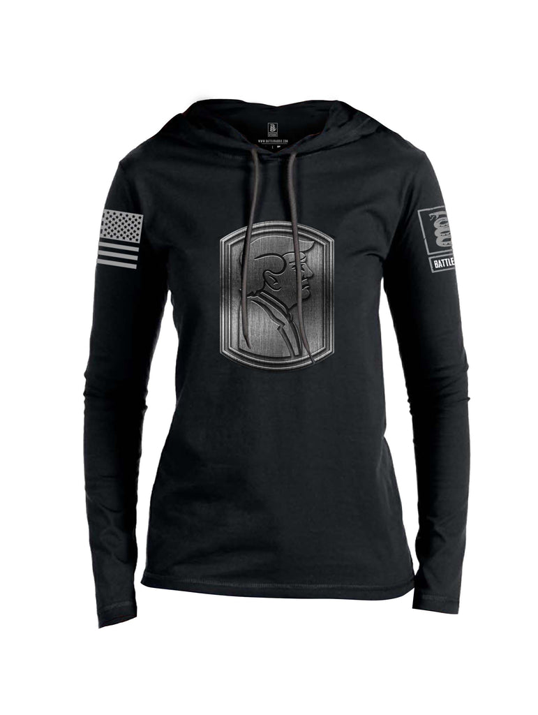 Battleraddle Trump Army Silver Grey Sleeve Print Womens Thin Cotton Lightweight Hoodie