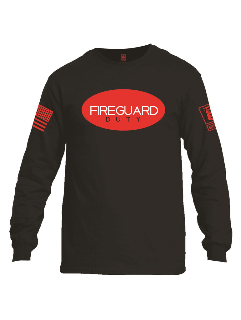 Battleraddle Fireguard Duty Red Sleeve Print Mens Cotton Long Sleeve Crew Neck T Shirt