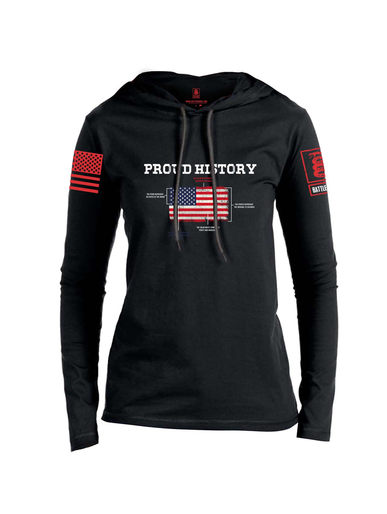 Battleraddle Proud History Red Sleeve Print Womens Thin Cotton Lightweight Hoodie