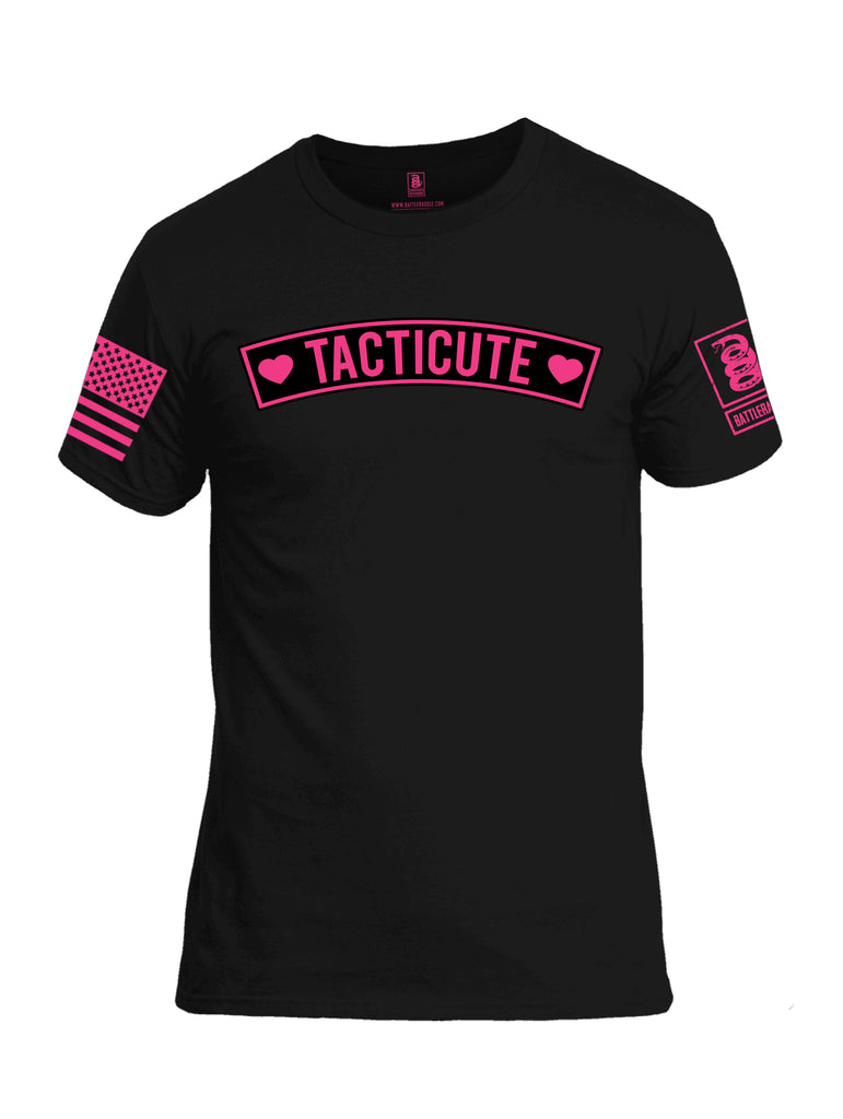 Battleraddle Tacticute Pink Sleeve Print Mens Cotton Crew Neck T Shirt