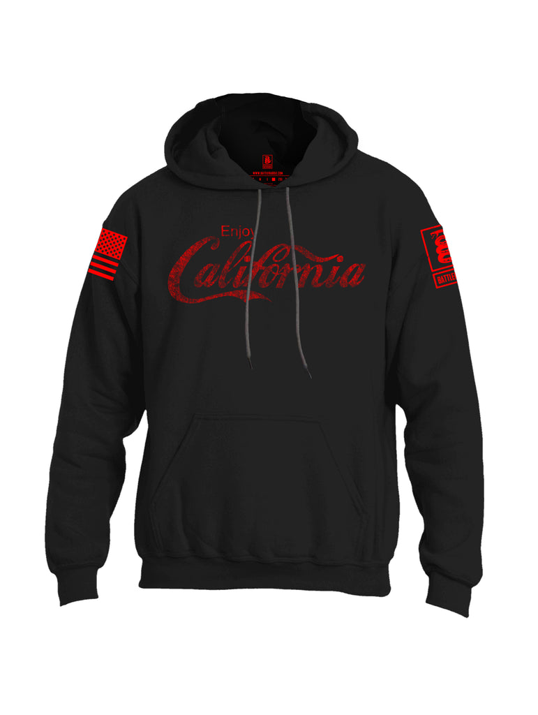 Battleraddle Enjoy California Red Sleeve Print Mens Blended Hoodie With Pockets
