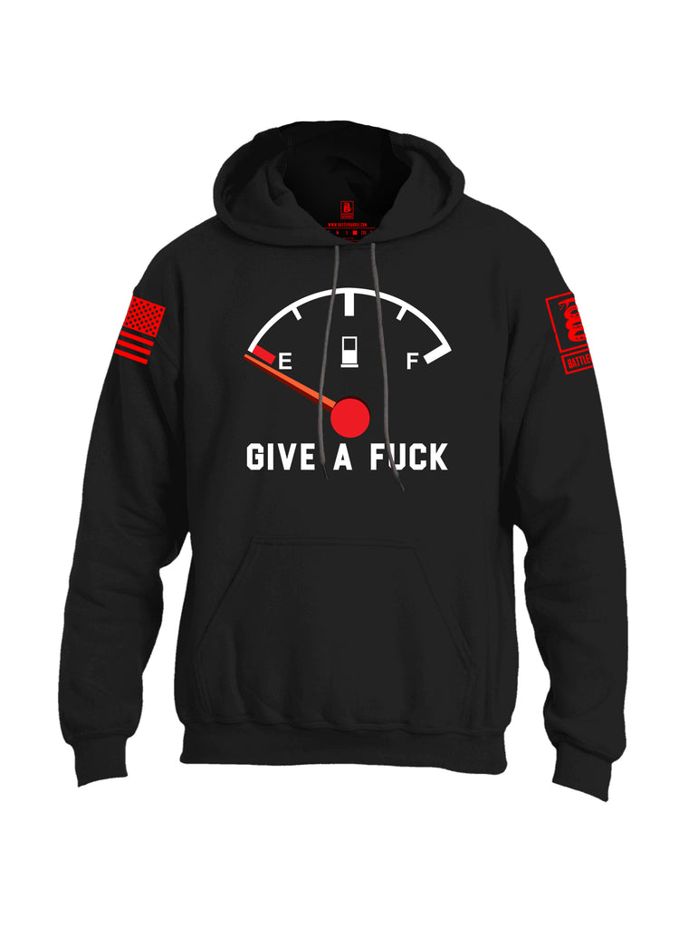 Battleraddle Give A Fuck Red Sleeve Print Mens Blended Hoodie With Pockets