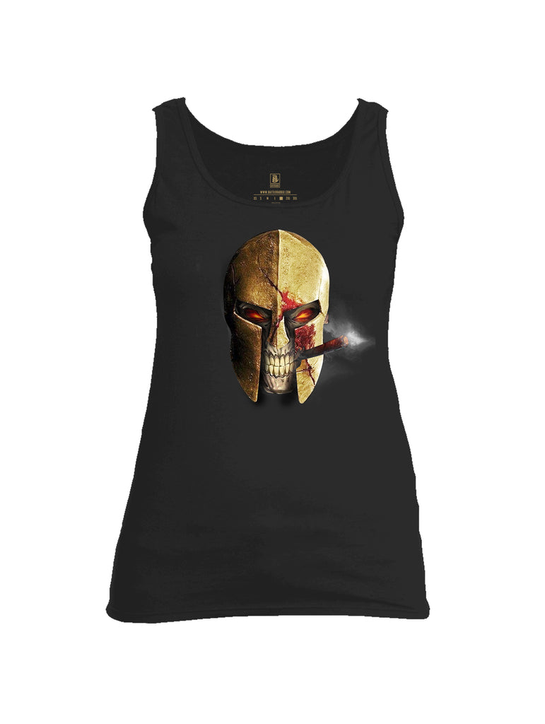 Battleraddle Smoking Spartan Brass Skull Womens Cotton Tank Top