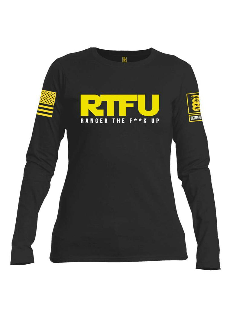 Battleraddle RTFU Ranger The F**k Up Yellow Sleeve Print Womens Cotton Long Sleeve Crew Neck T Shirt
