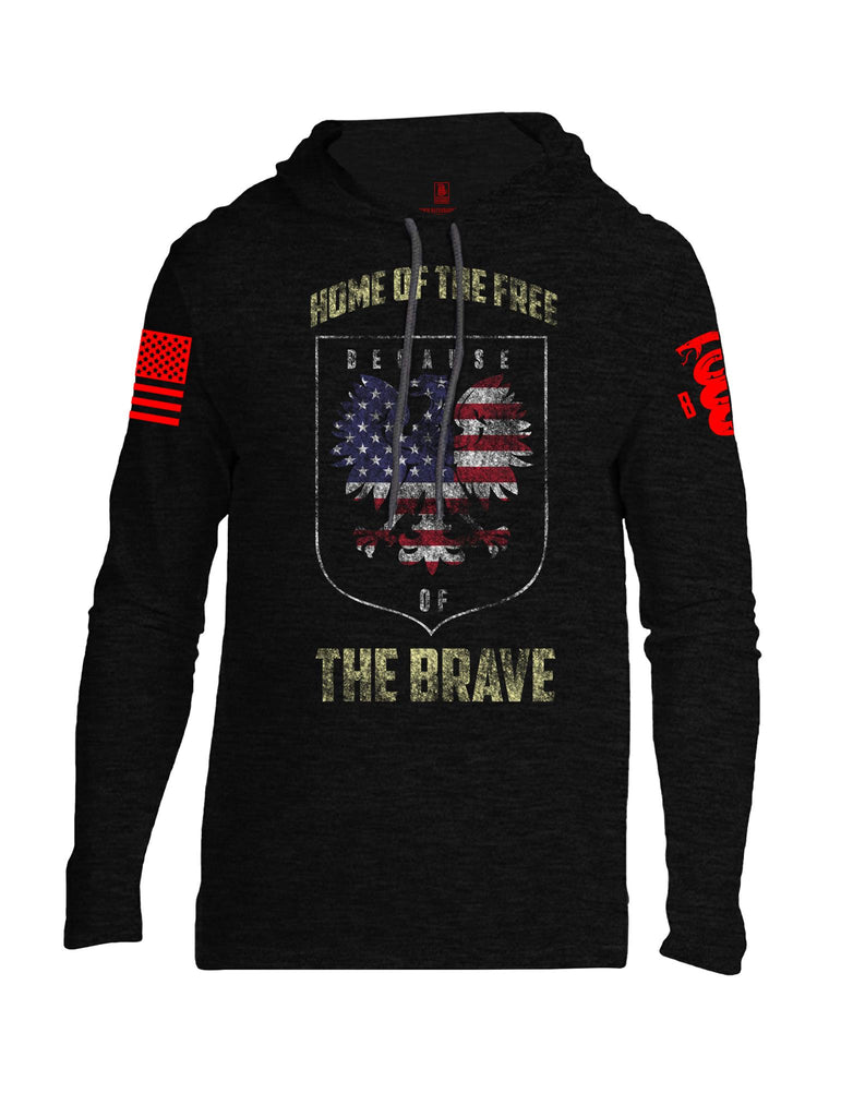 Battleraddle Home Of The Free Because Of The Brave Red Sleeve Print Mens Thin Cotton Lightweight Hoodie
