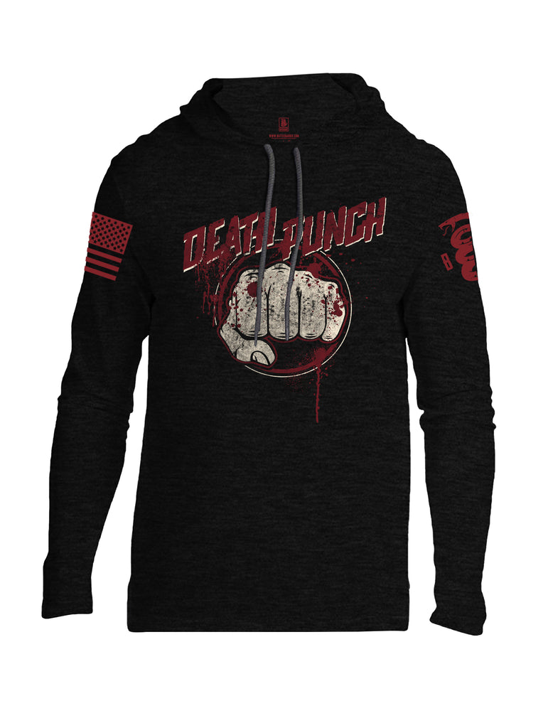 Battleraddle Death Punch Red Sleeve Print Mens Thin Cotton Lightweight Hoodie