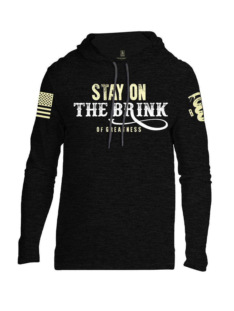 Battleraddle Stay On The Brink Of Greatness Light Yellow Sleeve Print Mens Thin Cotton Lightweight Hoodie
