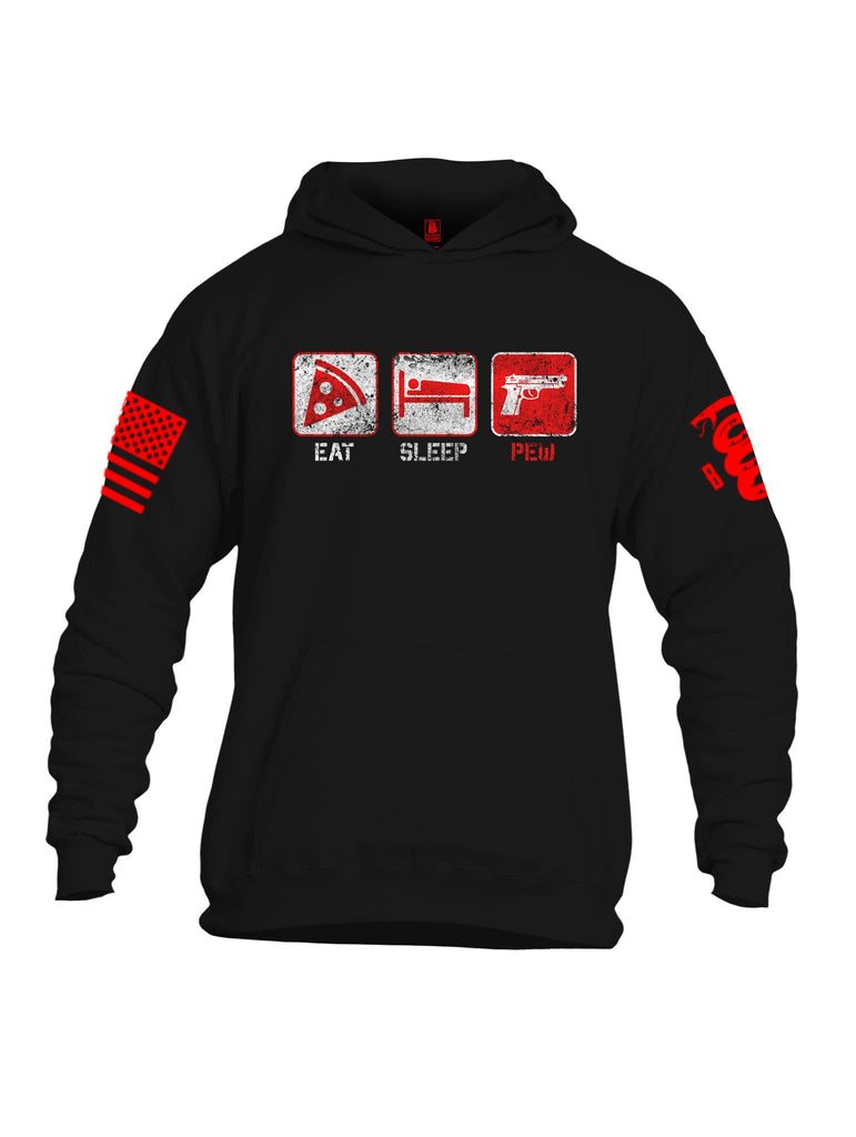 Battleraddle Eat Sleep Pew Red Sleeve Print Mens Cotton Pullover Hoodie With Pockets