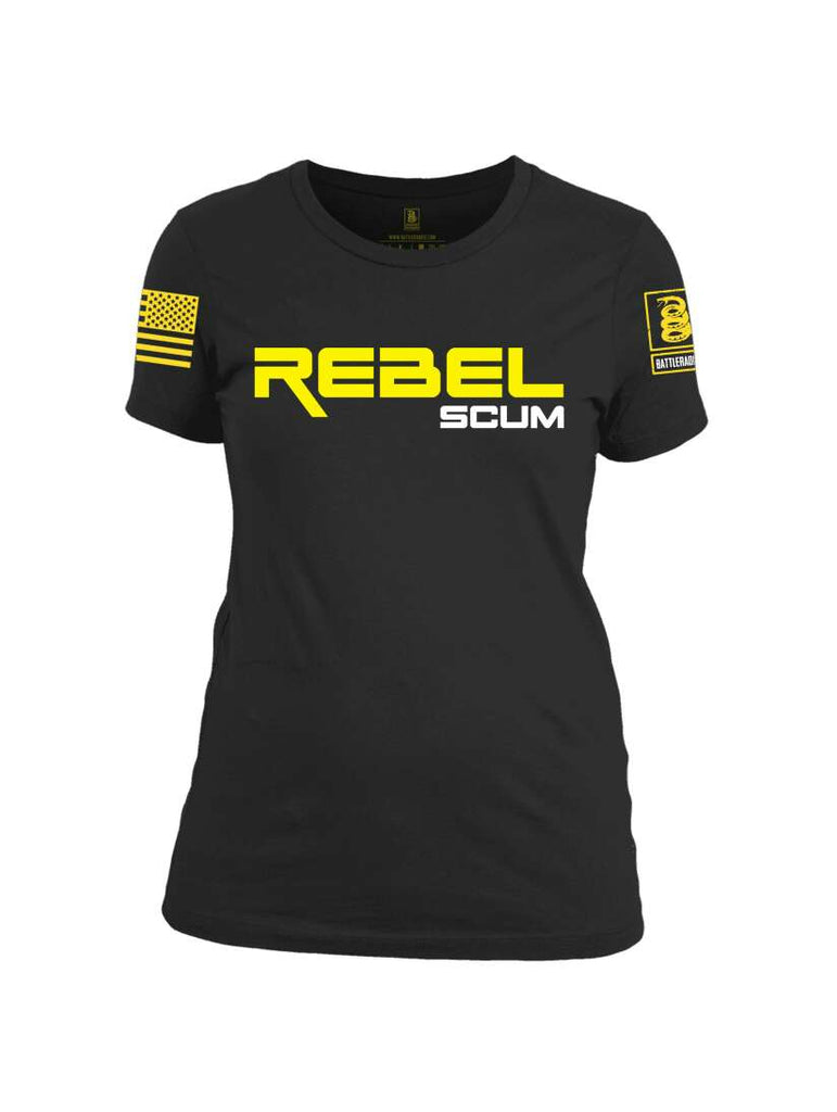 Battleraddle Rebel Scum Yellow Sleeve Print Womens 100% Battlefit Polyester Crew Neck T Shirt