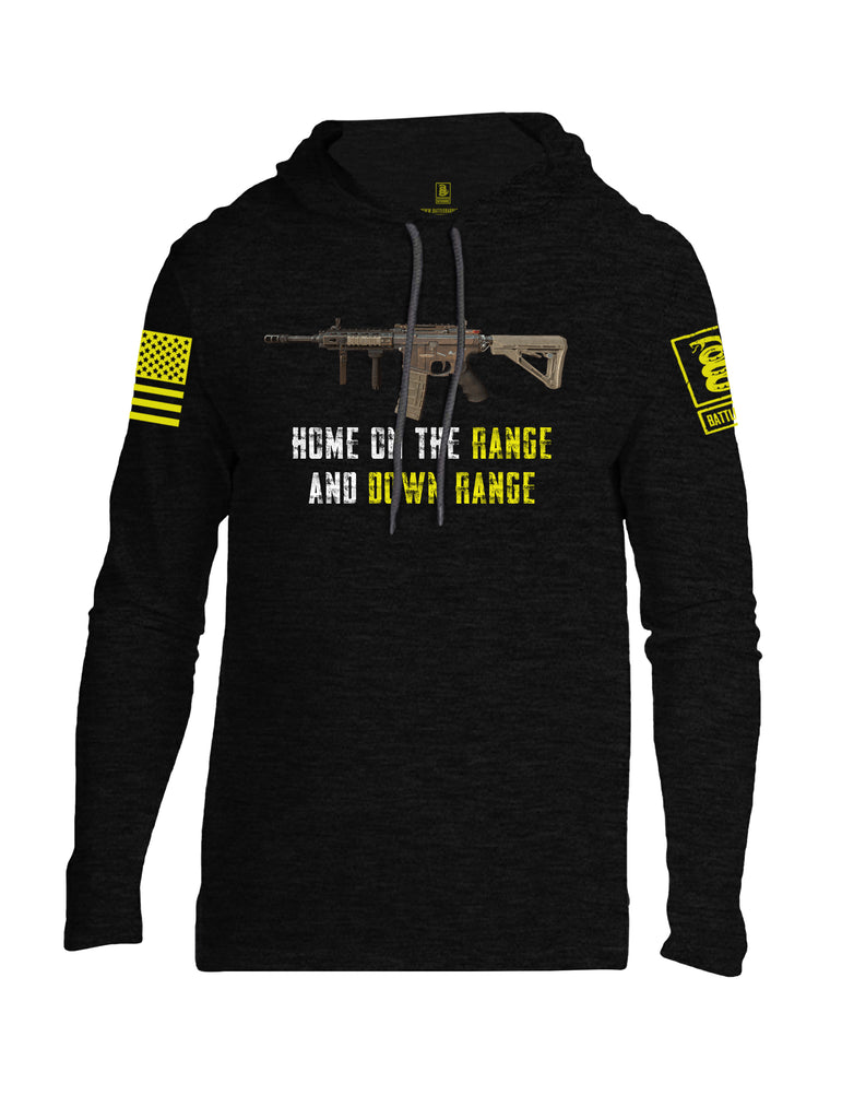 Battleraddle Home On The Range And Down Range V2 Yellow Sleeve Print Mens Thin Cotton Lightweight Hoodie