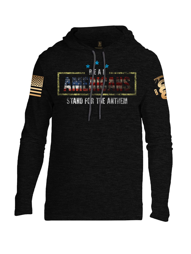 Battleraddle Real Americans Stand For The Anthem Brass Sleeve Print Mens Thin Cotton Lightweight Hoodie