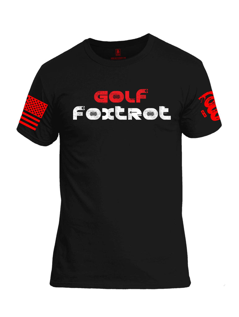 Battleraddle Golf Foxtrot Red Sleeve Print Mens Crew Neck Cotton T Shirt